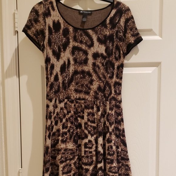 INC International Concepts Dresses & Skirts - INC International Concepts Leopard Short Sleeve Midi Knit Sweater Dress-Size S